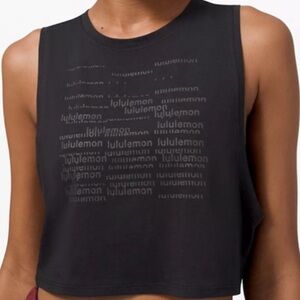 lululemon limited edition muscle love crop tank, size 4, black, prima cotton